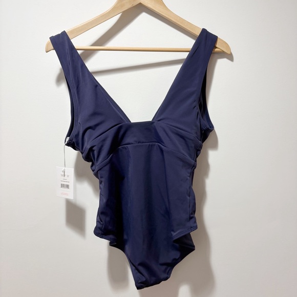 New Andie The Mykonos One Piece Swimsuit Navy Blue Size Small NWT Plunge Deep V - Picture 4 of 15
